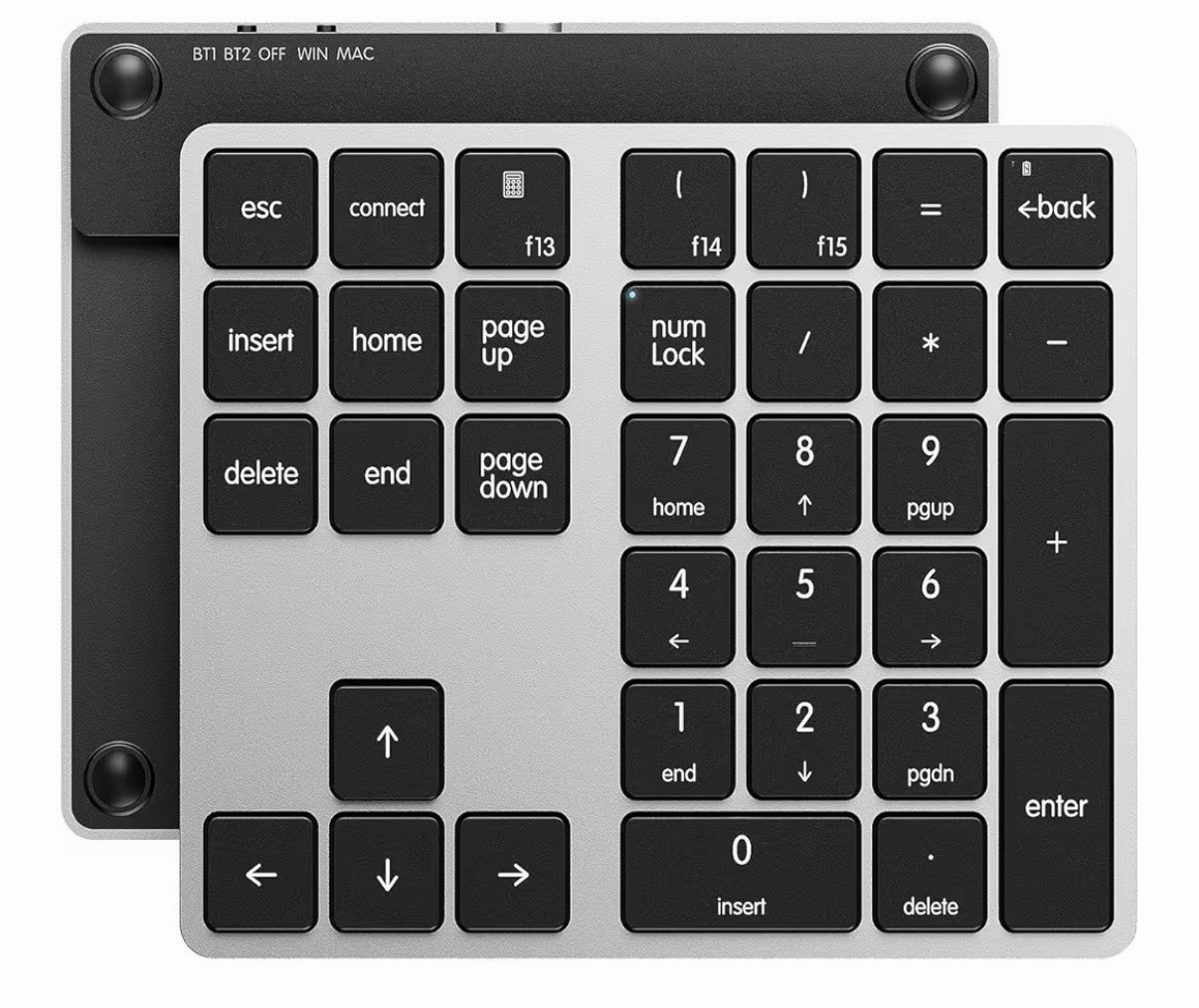 Kisnt KN300BT Bluetooth Number Pad for Laptop, 34- Key Black + Silver 
