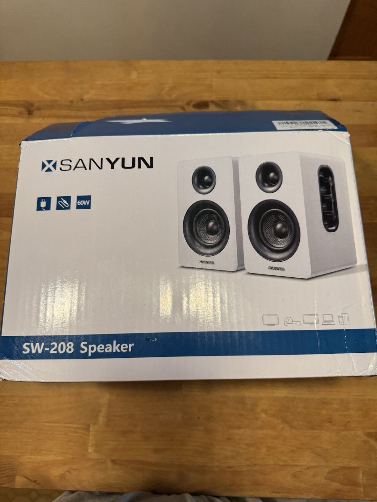 Sanyun SW208 3” Active Bluetooth 5.0 White Bookshelf Speakers Computer Gaming
