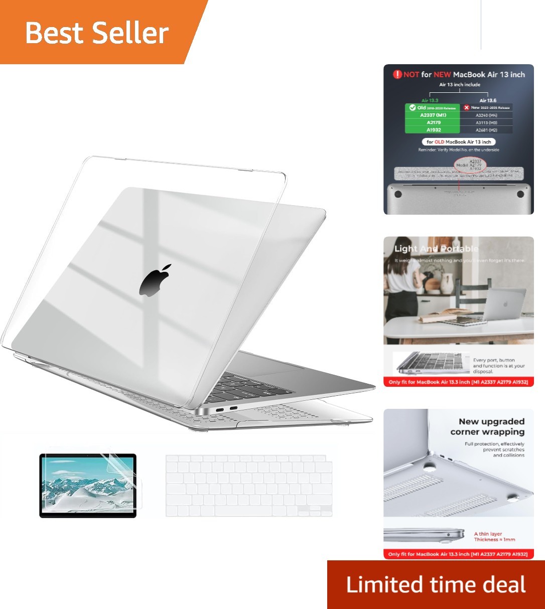 Protective Hard Case for MacBook Air 13.3" M1 - Transparent, Slim & Stylish