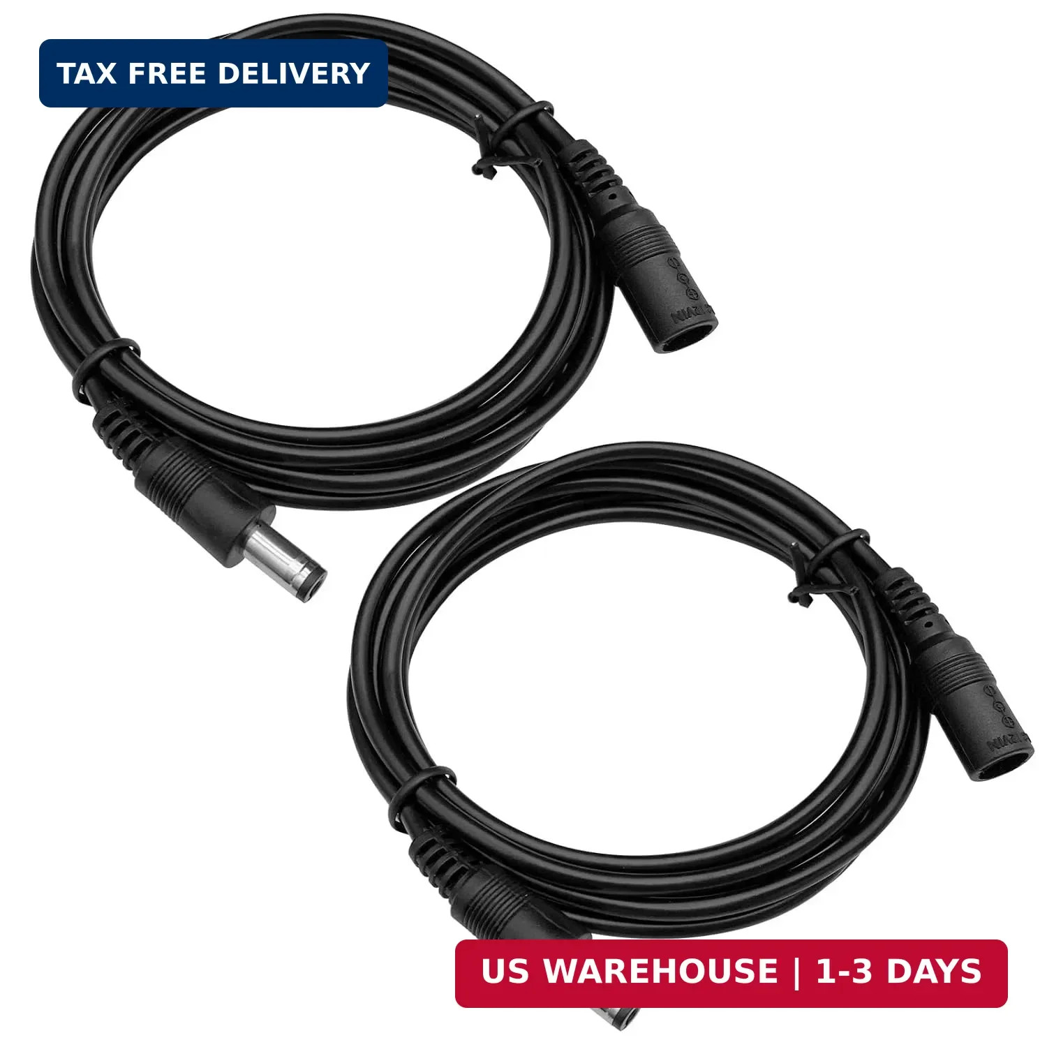 2 Pack 3ft 1M DC Power Extension Cable, Premium Pure Copper DC 12V Power Adapter
