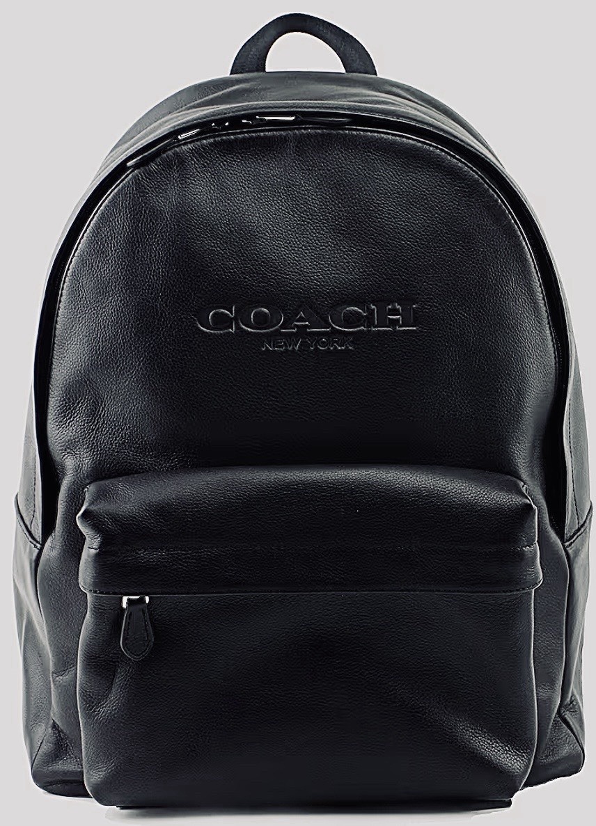 Authentic COACH F54786 “Charles” Black Pebbled Leather Campus Rucksack Backpack