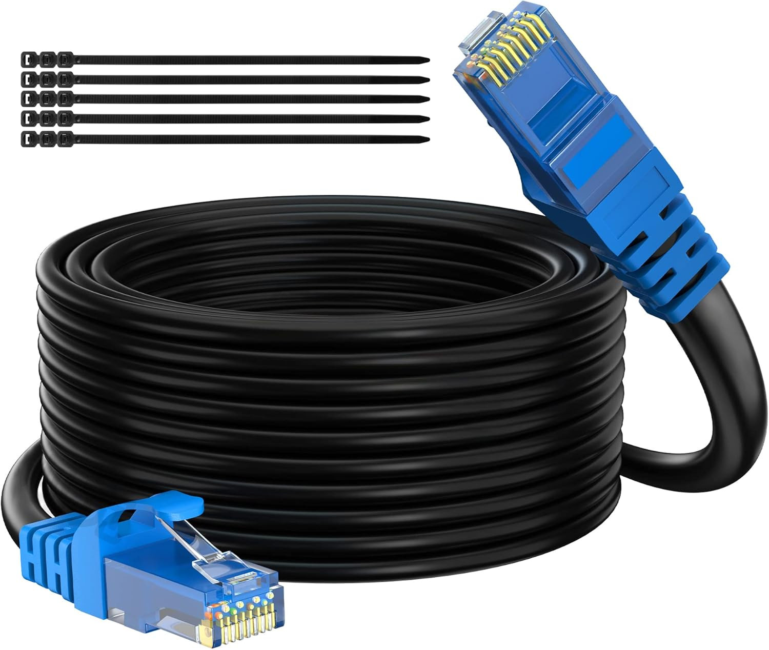 Cat6 Outdoor Ethernet Cable 150Ft Waterproof LAN Cable for POE Camera Internet