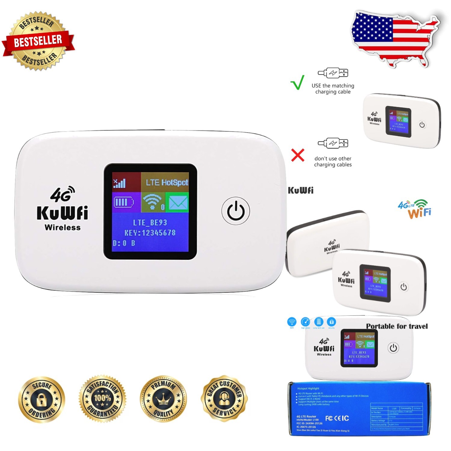 Unlocked 4G LTE Mobile WiFi Hotspot Router - 10 Users, 150Mbps, Travel Ready
