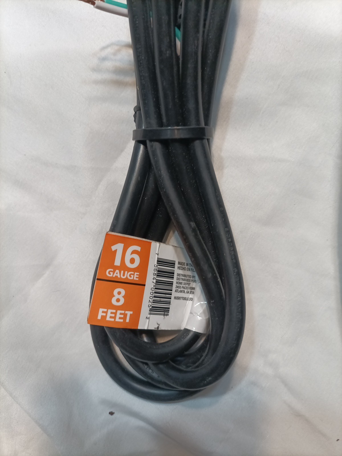 Husky 8' 16 Gauge 3 Prong Tool Replacement Power Supply Cord Cable Med Duty