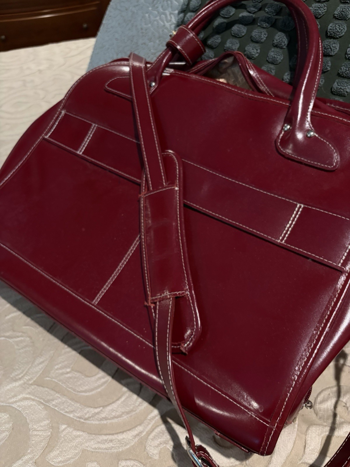 McKlein Harrison Leather Partners Laptop Briefcase Burgundy