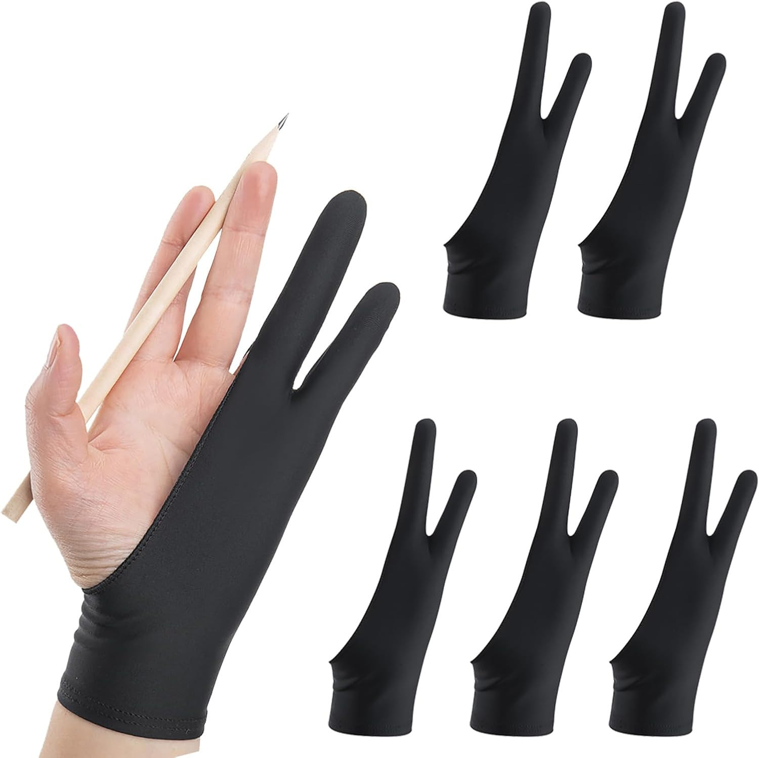 2 Pcs Digital Drawing Glove, Long Two-Finger Glove for Sketching, Painting