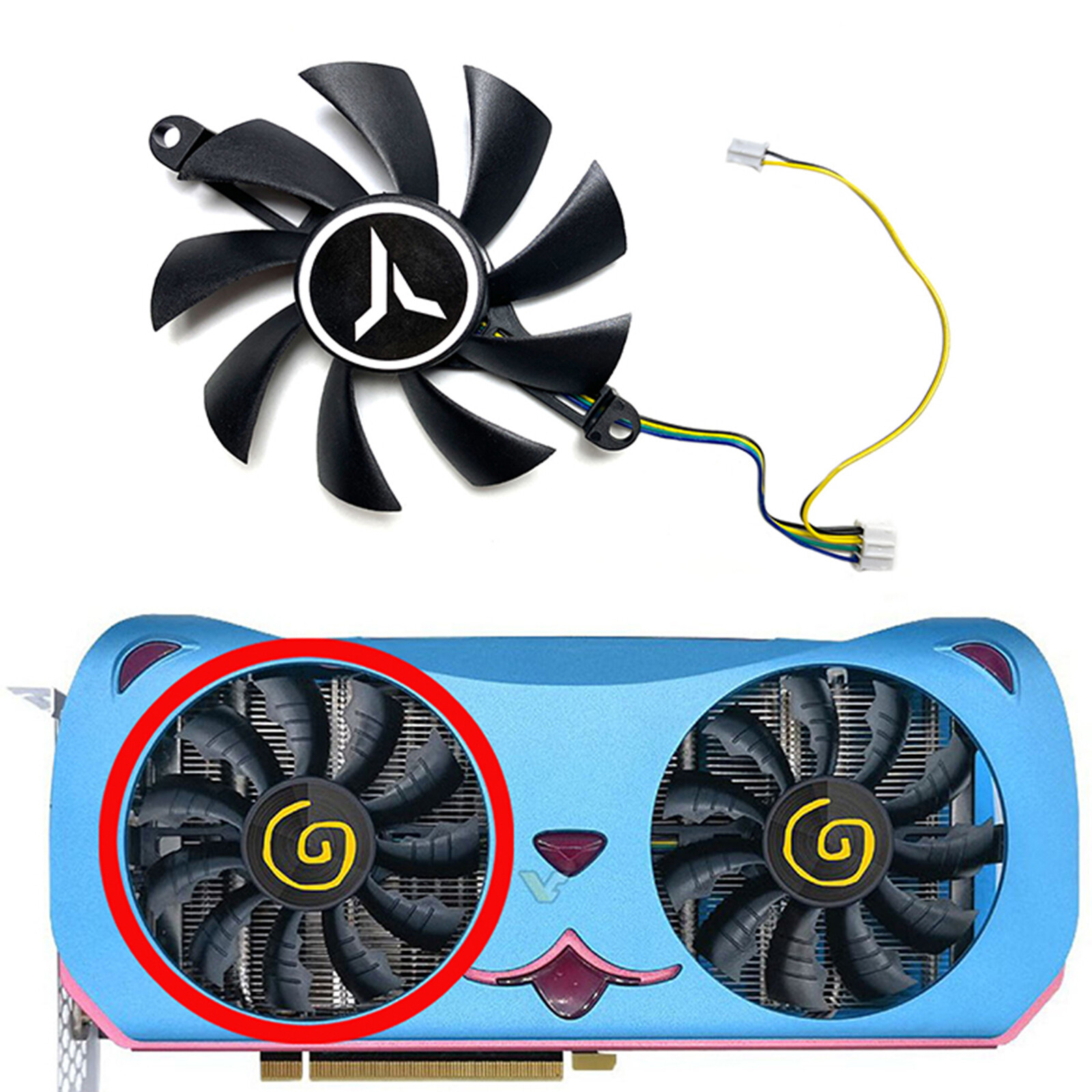 Left / Right Graphics Card Cooling Fan for YESTON GeForce RTX4060ti 8GB CUTE PET
