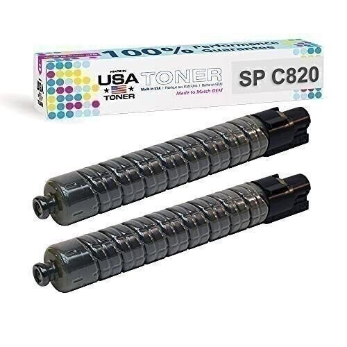Toner for use in Ricoh SP C820, SP C821, 821026, 821034 (Black, 2 pk)