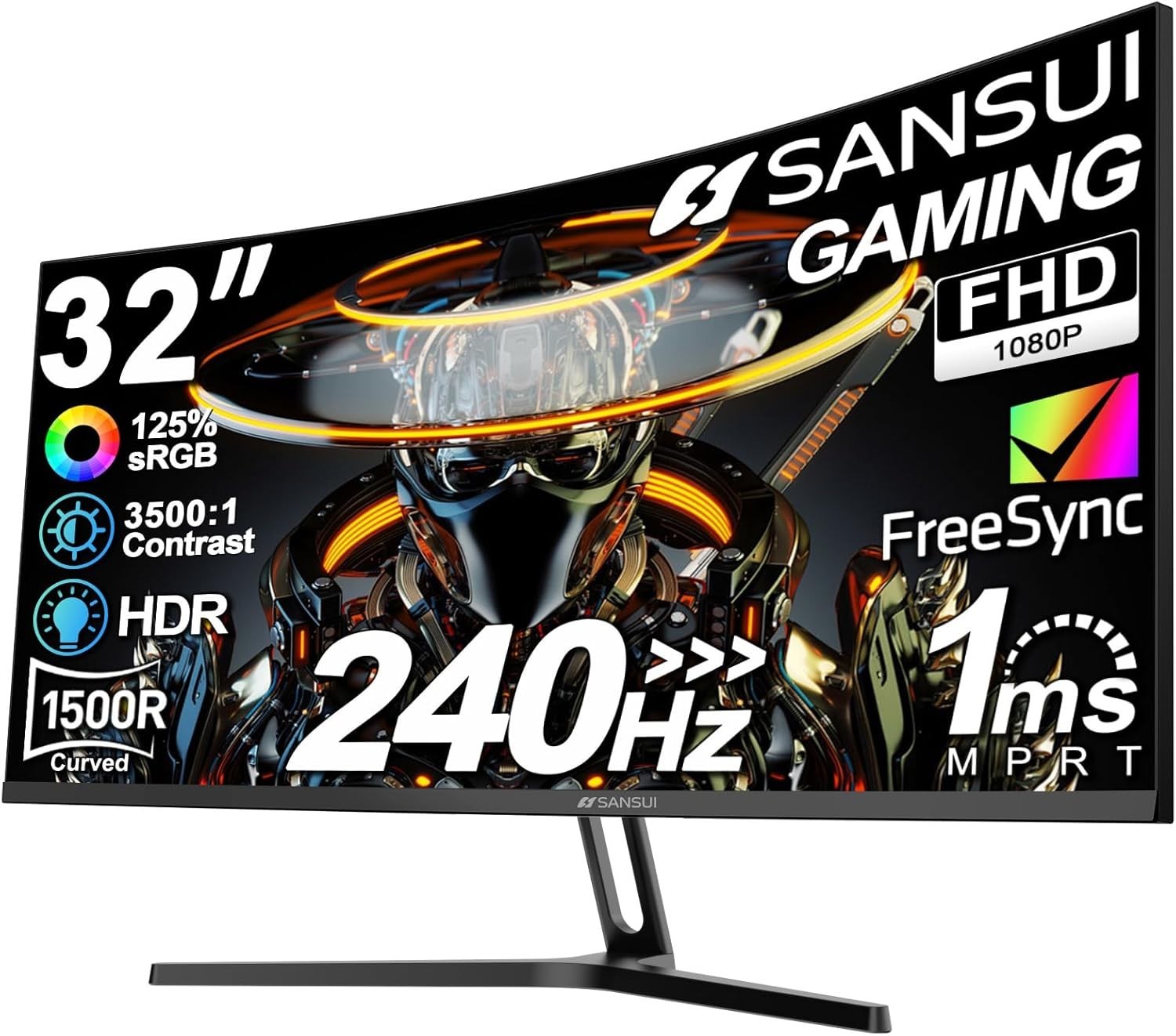 32 Inch Curved 1500R Gaming Monitor 240Hz 1080P 1ms HDR FreeSync VESA