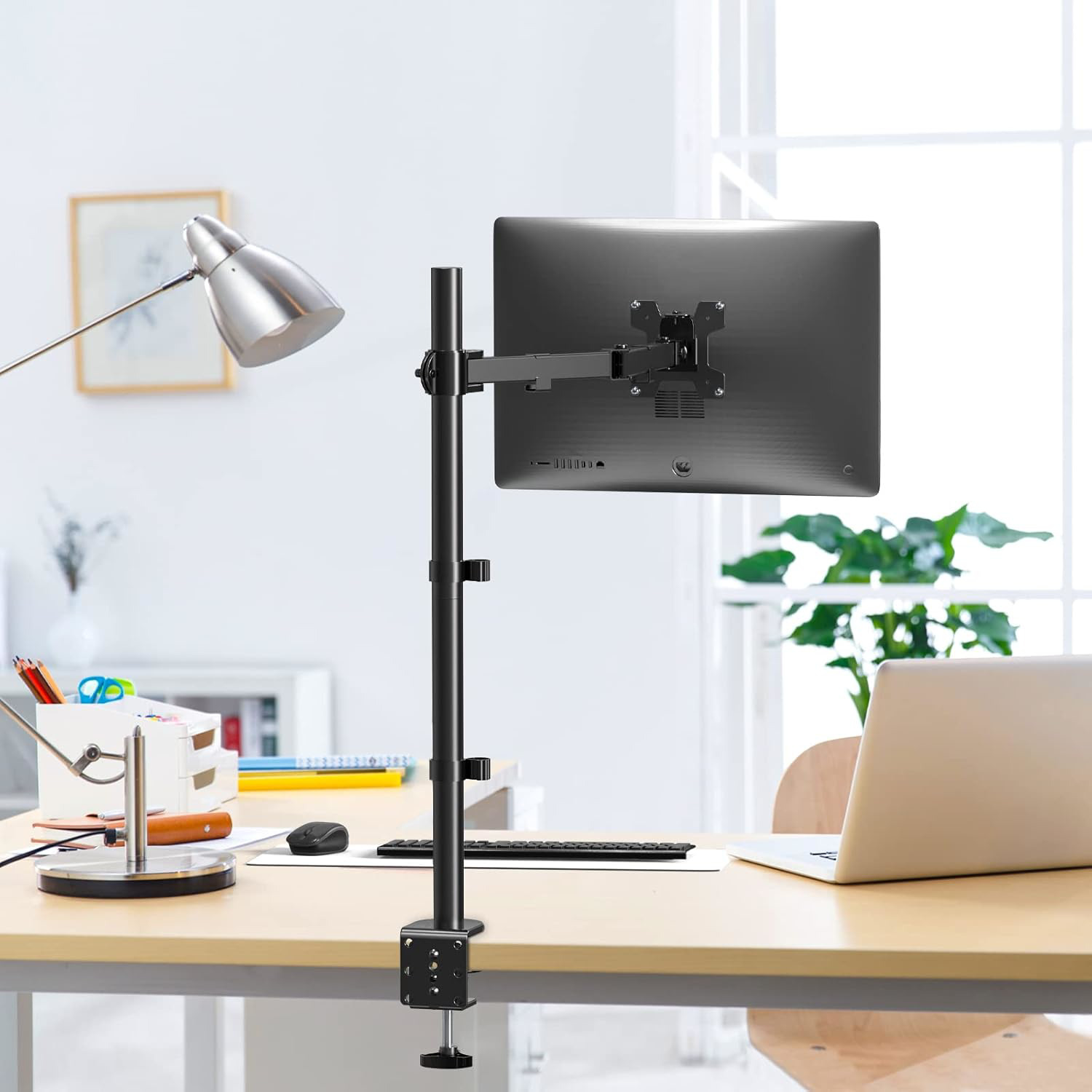 WALI Monitor Arm Mount for Desk, Single Extra Tall Computer Desk Mount, Monitor