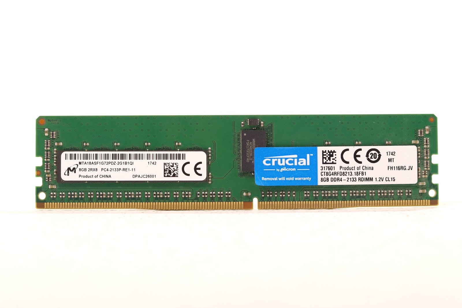 Micron 8GB 2RX8 PC4-2133P-RE1-11 ECC REG Server Memory MTA18ASF1G72PDZ-2G1B1QI