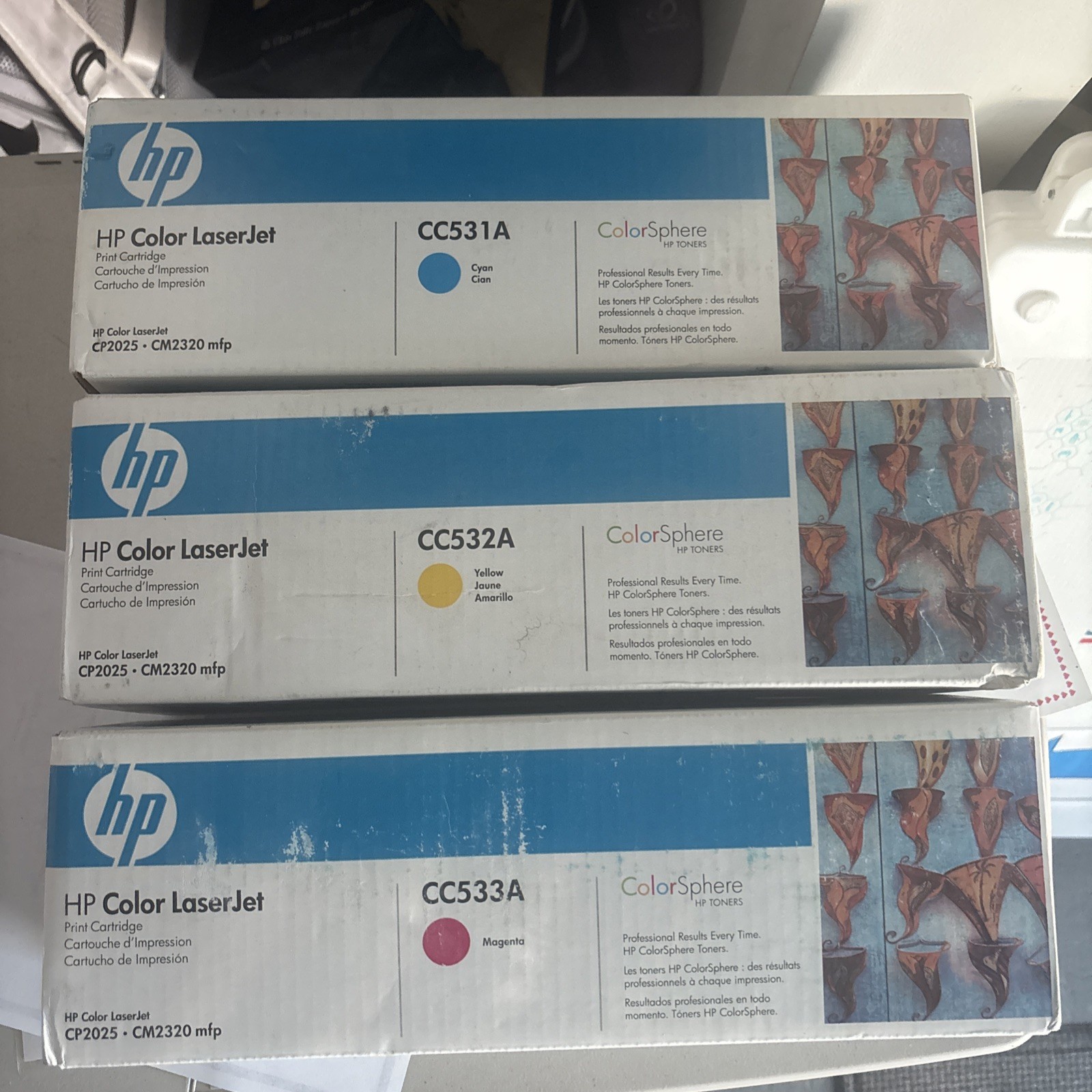 SEALED New Genuine HP 304a CYM Toner Cartridges Set CC531A CC532A CC533A