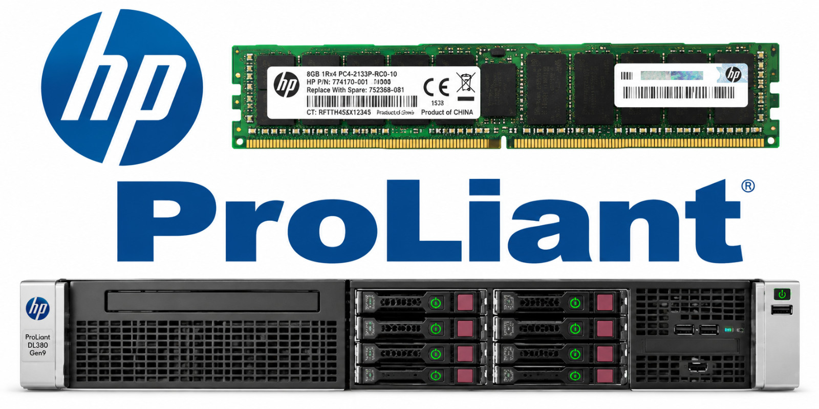HP HPE 8GB DDR4-2133P ECC RDIMM 1Rx4 774170-001 752368-081 DL380 Gen9