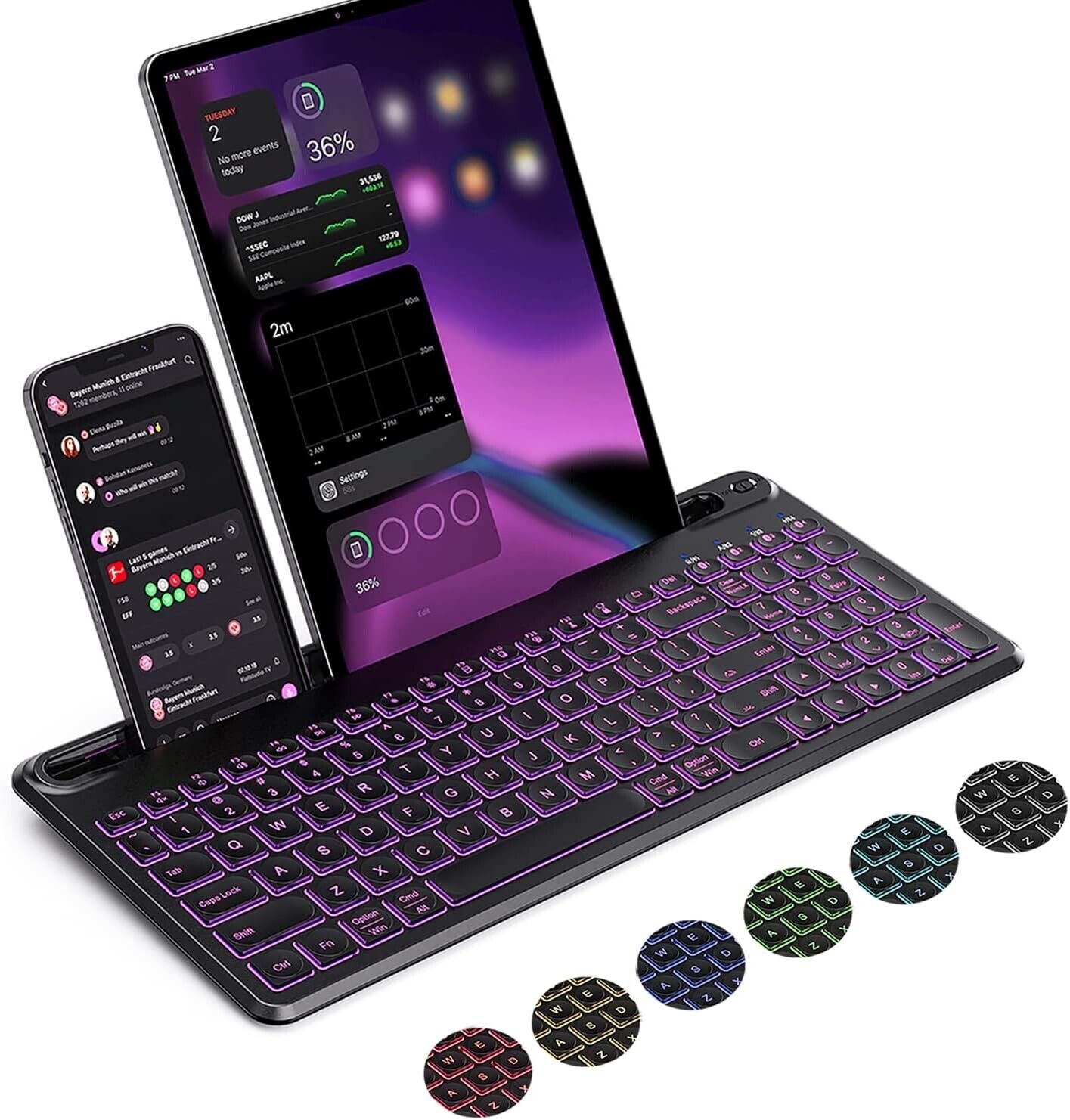 seenda Backlit Multi-Device Bluetooth Keyboard for Tablet Phone Computer - Wi...
