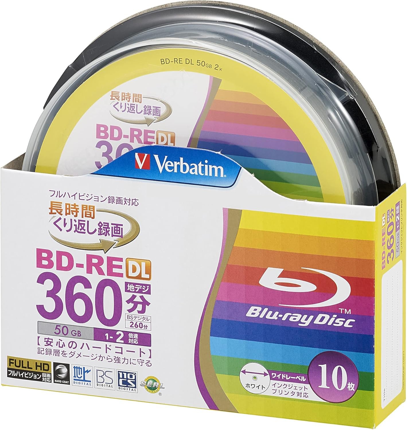 Verbatim Japan (VBE260NP10SV1) Blu-ray Discs for Repeat Recording, BD-RE DL