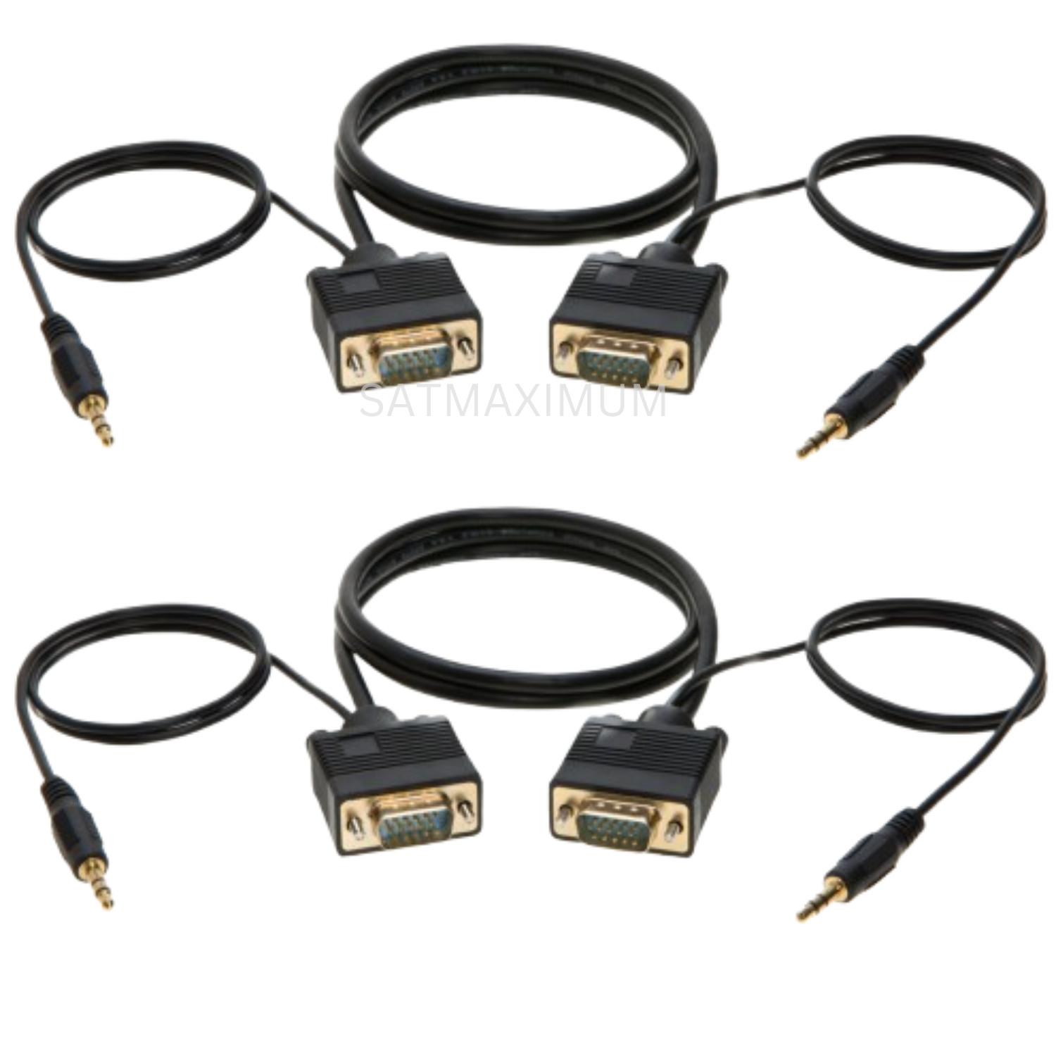 2 pcs 6FT SVGA Super VGA 3.5mm Aux Cable Audio Video Male to Male Monitor 15 Pin
