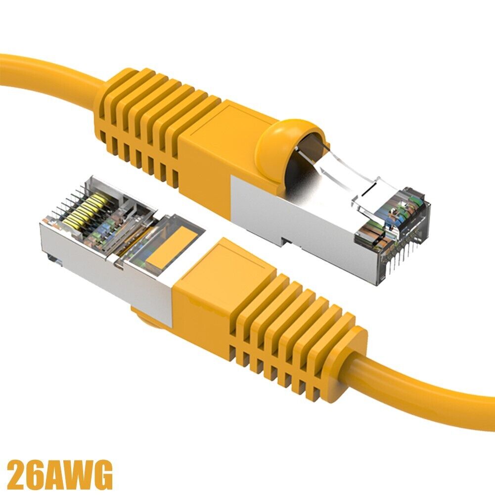 0.5FT Cat5E RJ45 Ethernet LAN Network FTP Shielded Patch Cable Copper Yellow