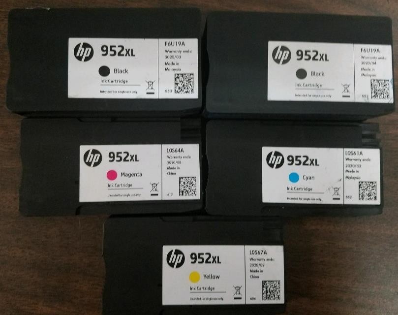 Set 5 Half New Genuine HP 952XL BLK  CYN MAG YEL Inkjets 50% 2025-2026