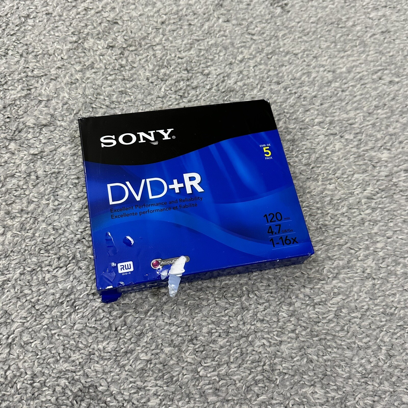 5 PACK SONY DVD+R RECORDING MEDIA BRAND NEW 120 MINUTE 4.7 GB
