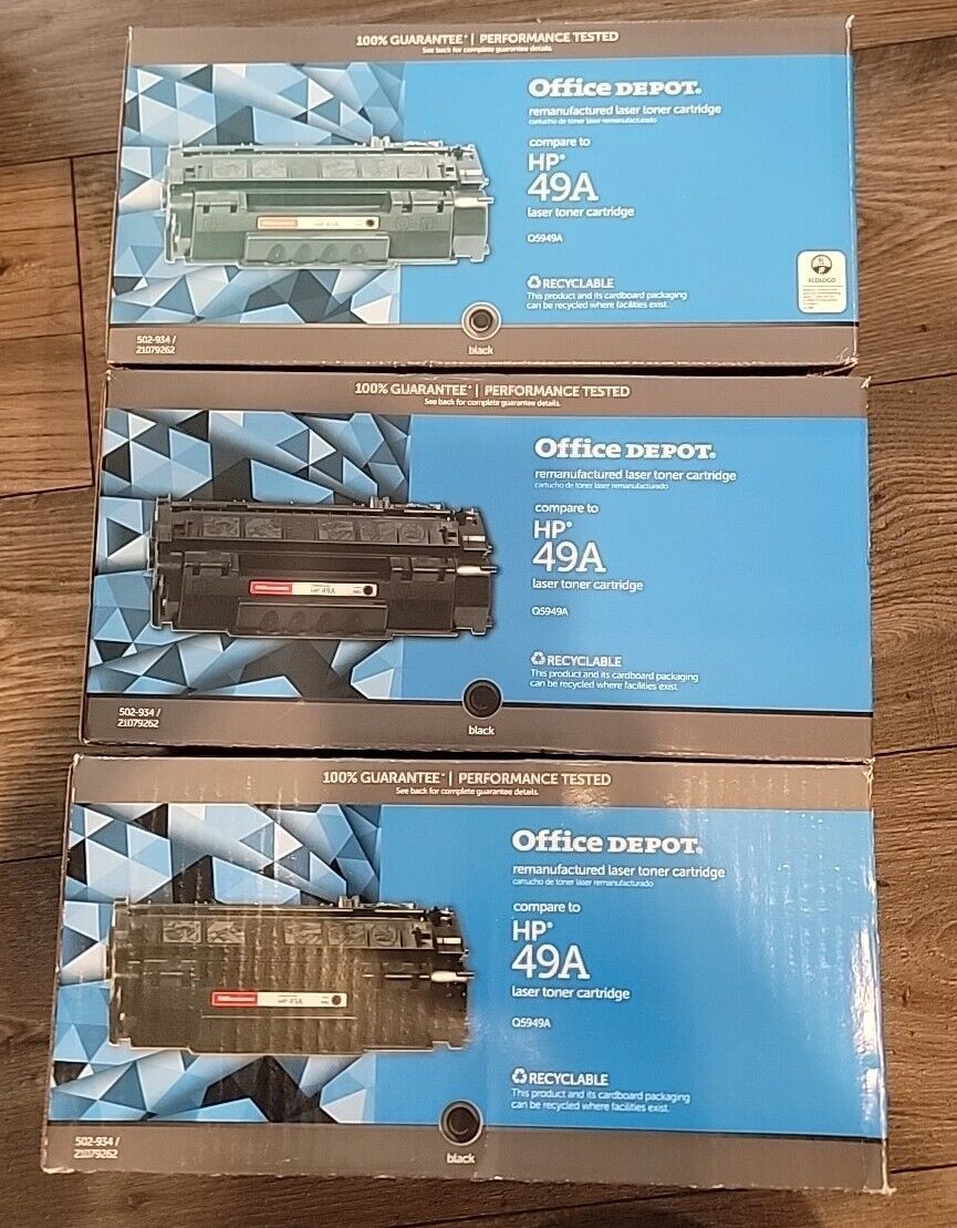 3 Pack OD HP 49A Black Toner Cartridge Q5949A HP LaserJet 1160 1320 3390 3392