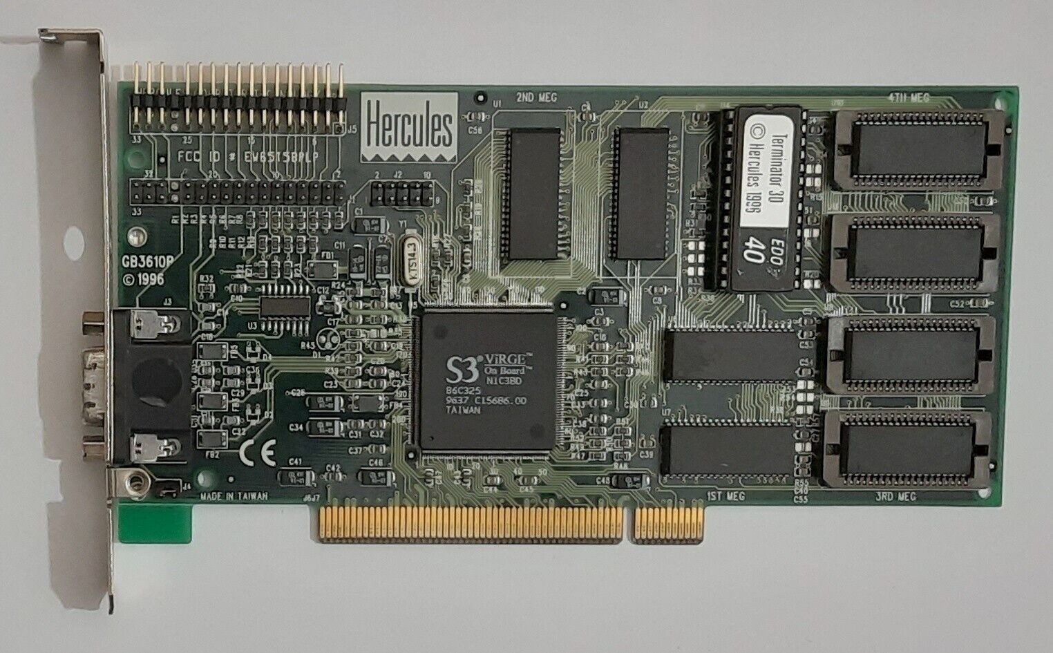 Hercules Terminator 3D PCI Graphics Card (S3 ViRGE, Retro, 4MB, GB3610P, 1996)