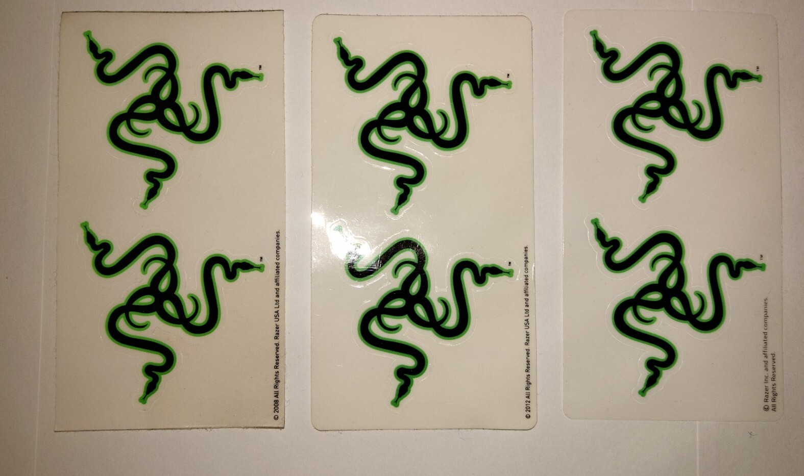 2008 Razer Logo Gaming Computer Neon Lime Green and Black Sticker Decal Sheet 