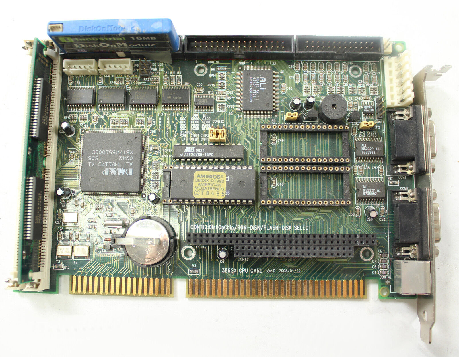 Advantech Industrial computer mainboard 386SX CPU Card w/ DOM Flash Disk Module
