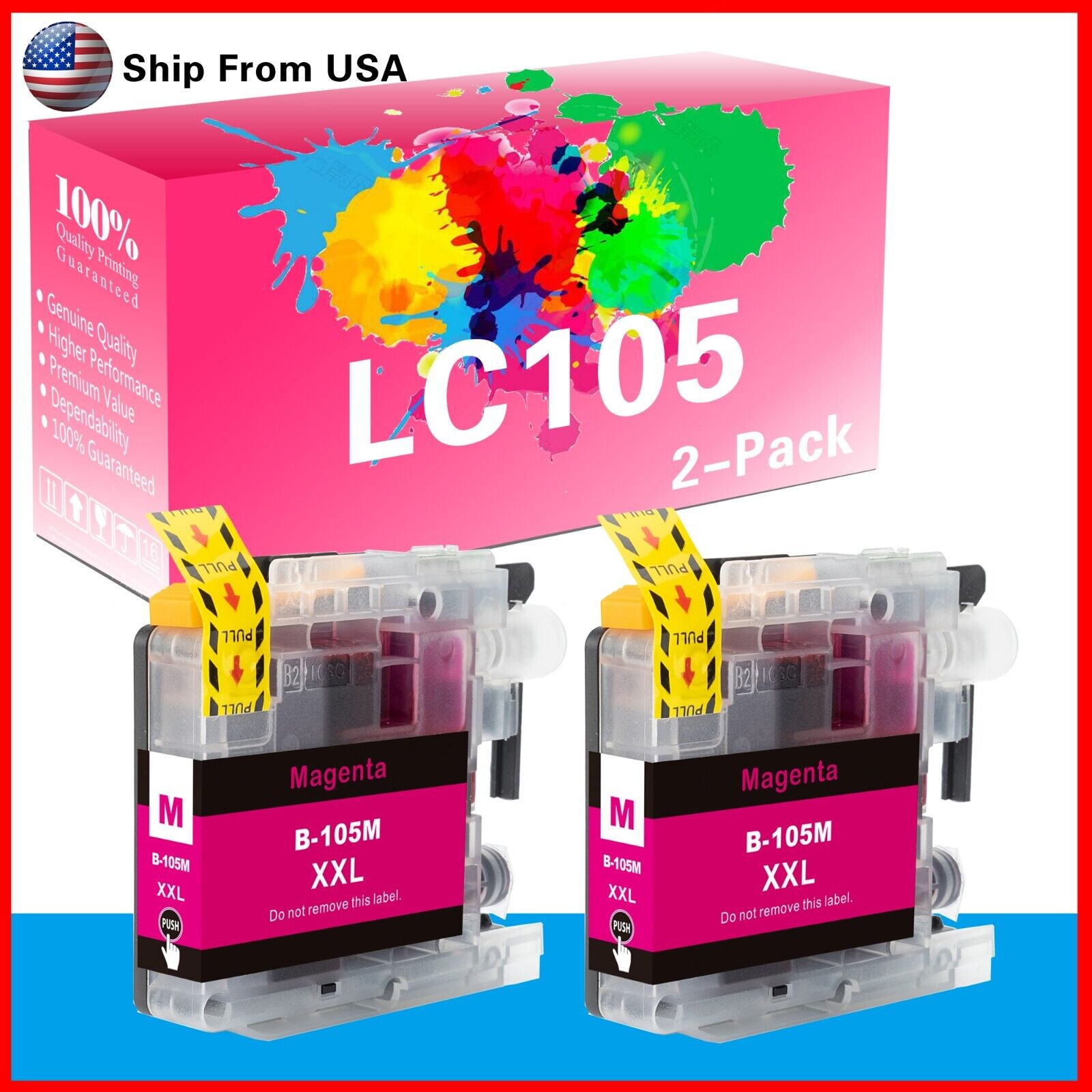 2PK Compatible LC105M Ink Cartridge for J6720DW J6920DW Printer