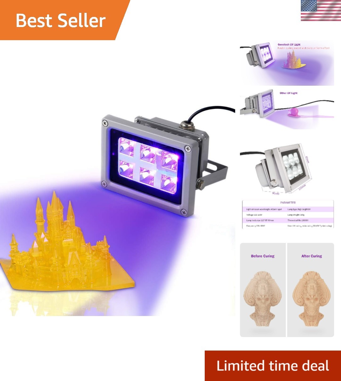 3D Printer UV Resin Curing Light for SLA/DLP/LCD 3D Printing, Solidify Photos...