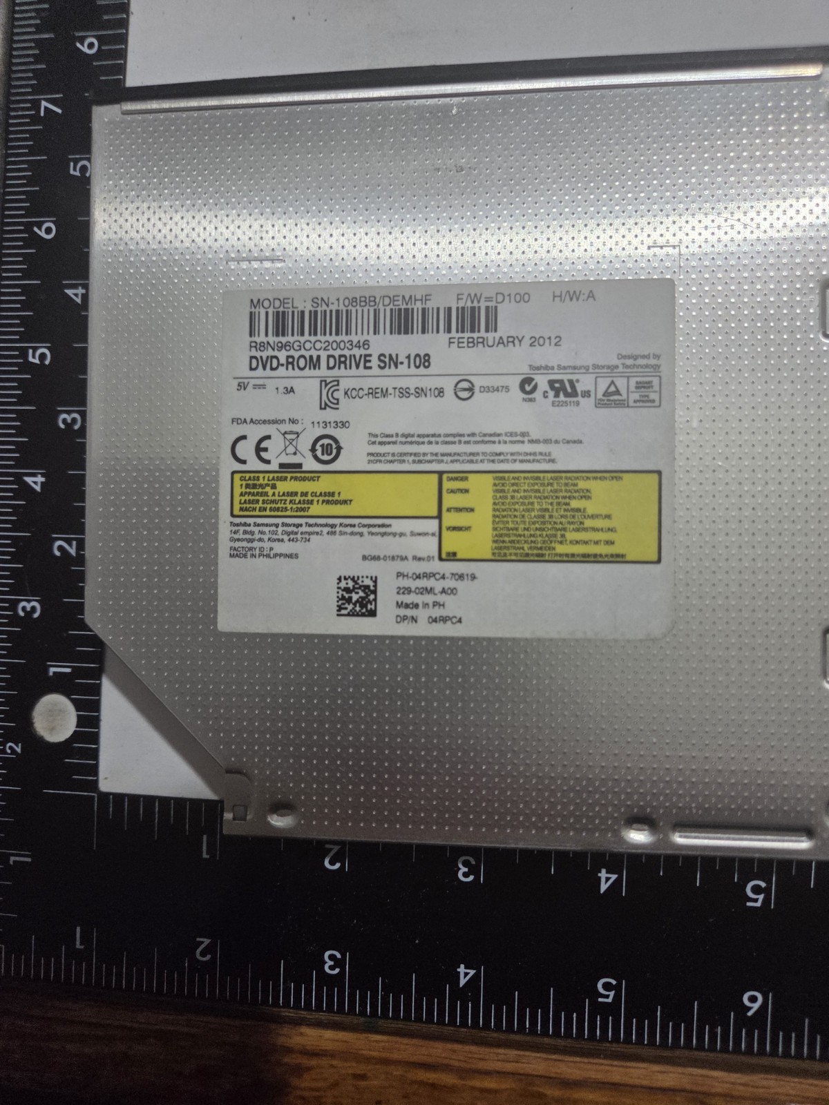 Dell SN-108 SN-108BB/DEMHF DVD-ROM Drive Worked Great When Disassembled
