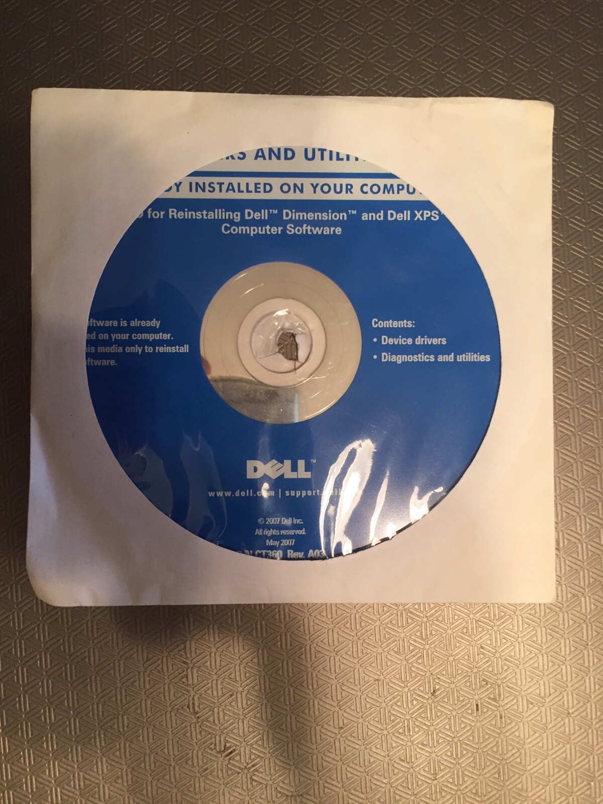 DELL Drivers and Utilities for Dimension/XPS Software, CT360, Rev. A03, May 2007