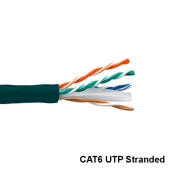 Kentek Green 1000ft Cat6 UTP Stranded Bulk Cord 24AWG 550MHz PVC Pure Copper