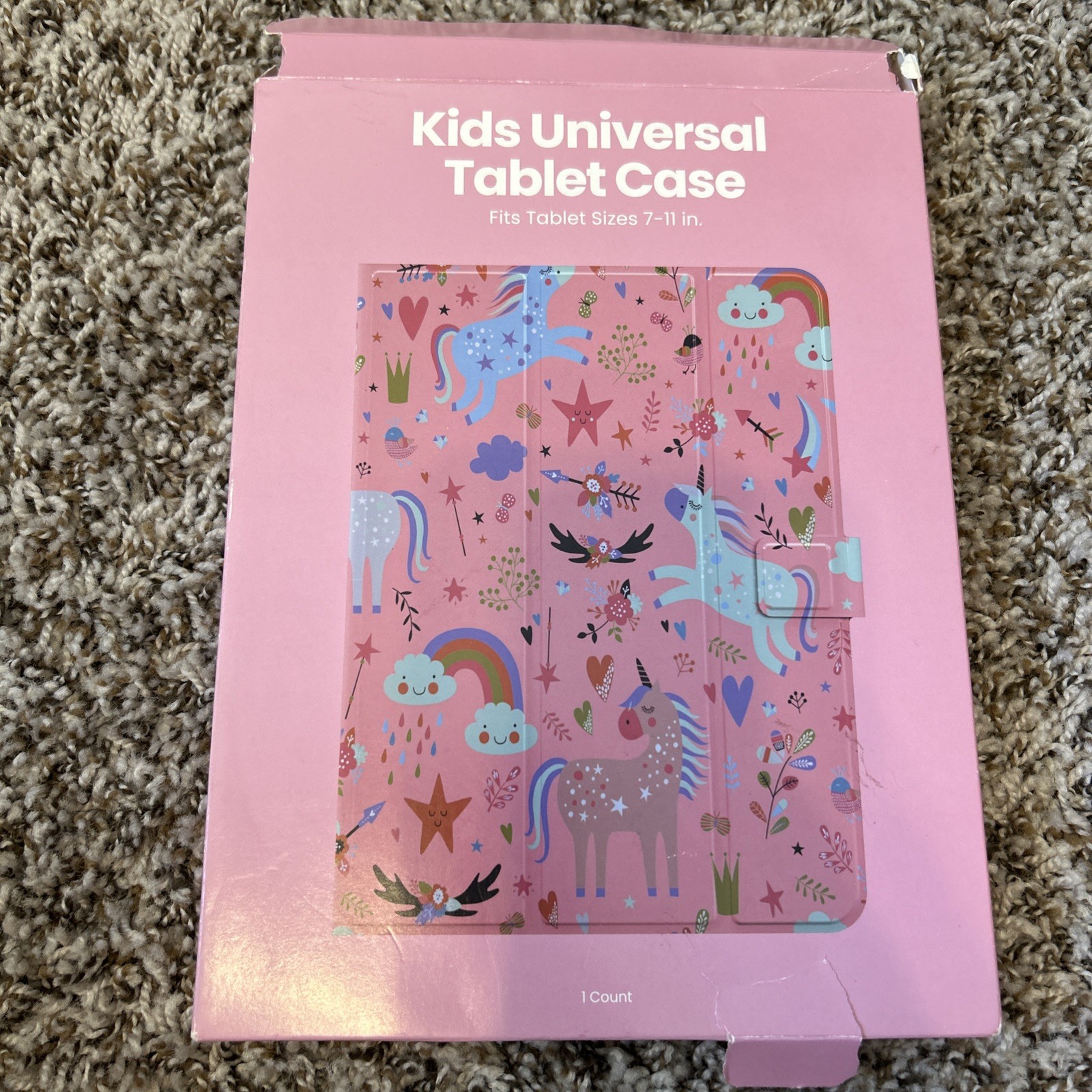 Kids Unicorns Universal Tablet Case Pink heart Cloud Rainbow Bird Fits 7- 11"