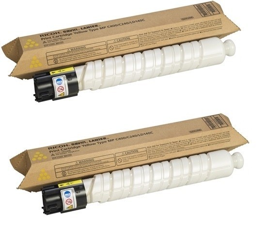 2 Genuine Ricoh 841298 (same as 841727) Yellow Toners  MP C400 C240 LD140C