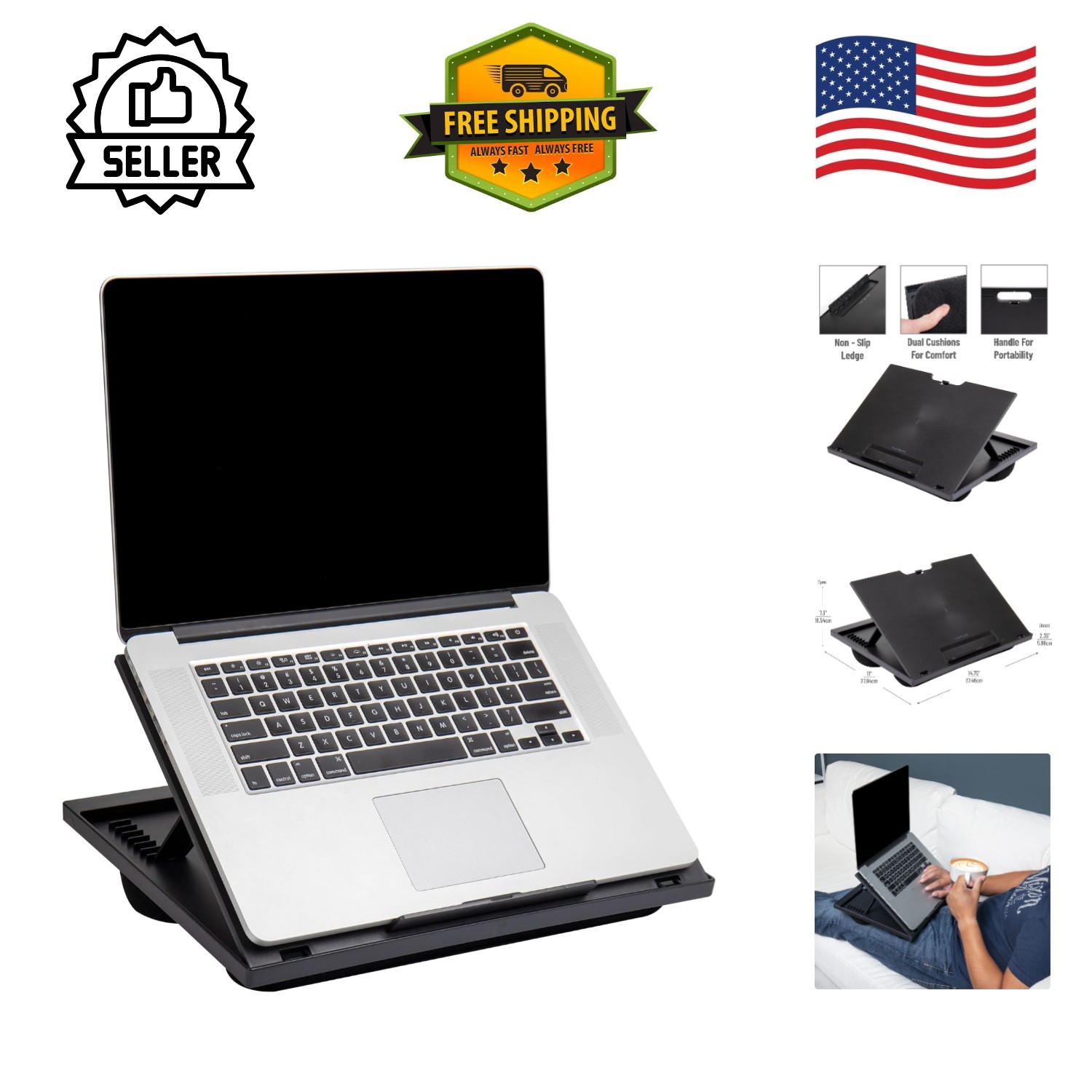Lightweight Adjustable Laptop Lap Desk with Cushions - Ideal for On-the-Go