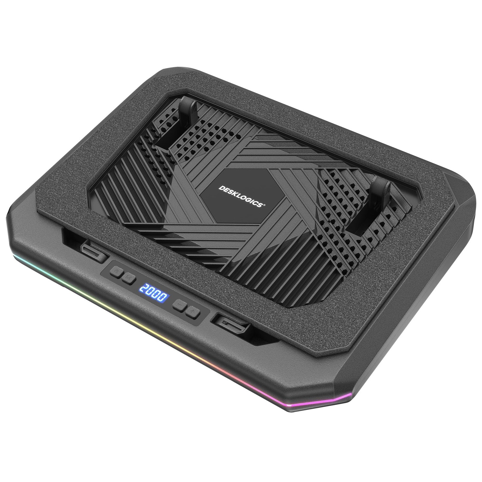 DESKLOGICS Laptop Cooling Pad with 6 RGB Modes, Quiet 800-2600 RPM Adjustable...