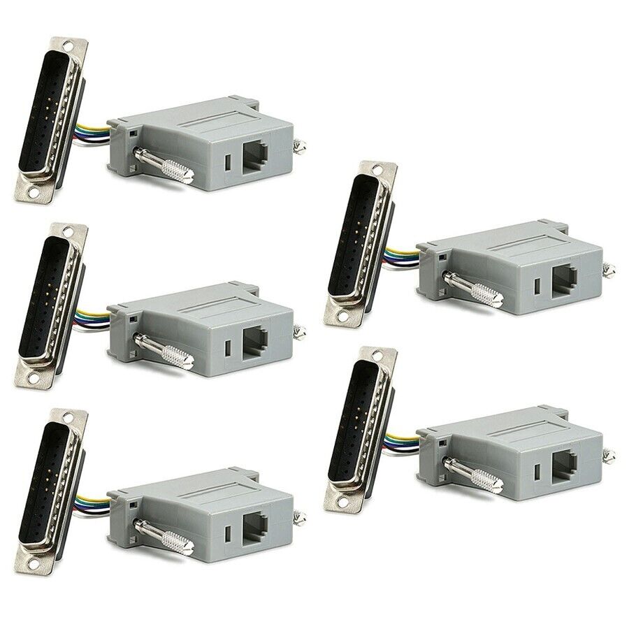5x DB25 D-Sub 25 Pin Male to RJ12 6P6C Female Parallel Adapter Connector Modular