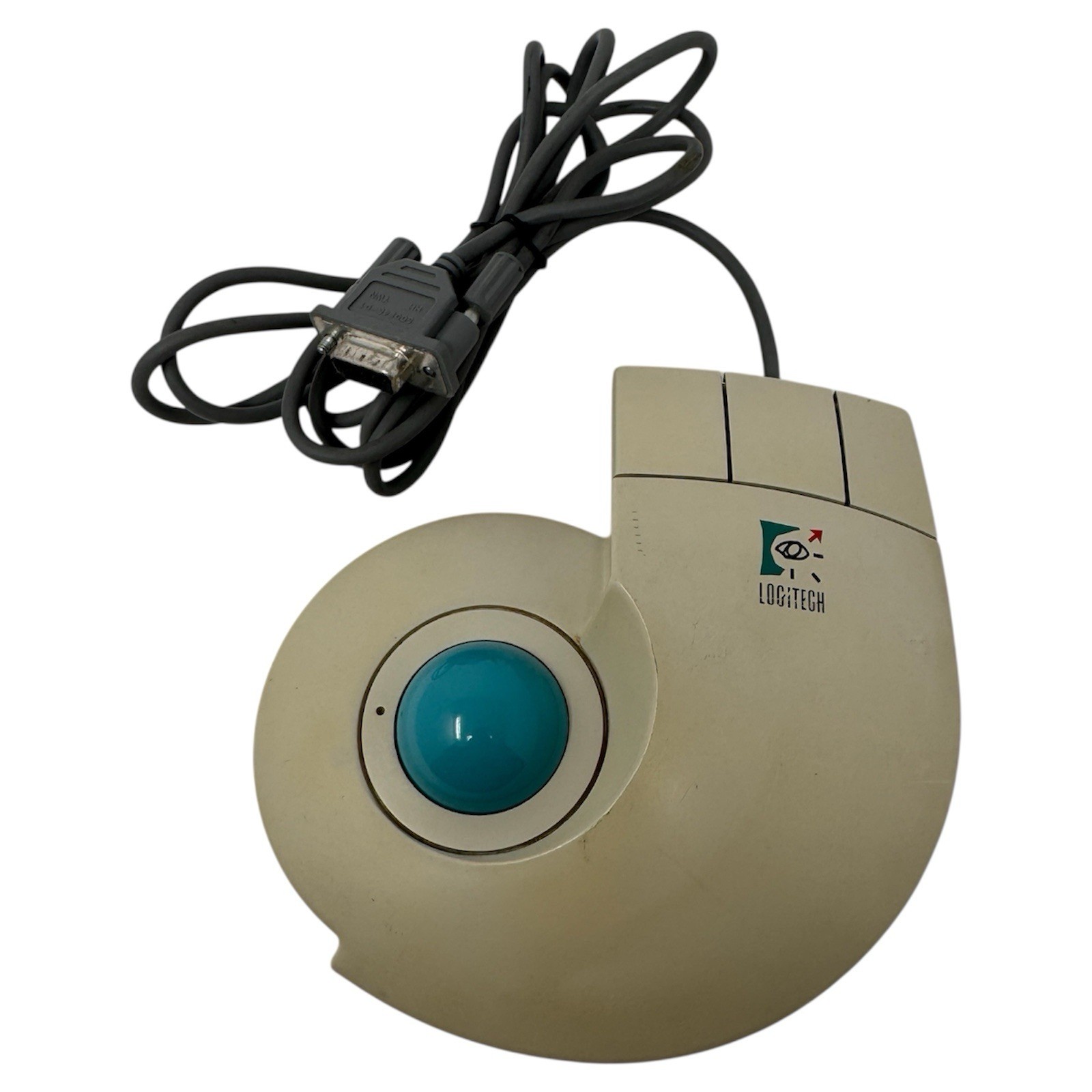Logitech TrackMan Stationary Mouse T-CC2-9F Serial Trackball Made In USA VTG