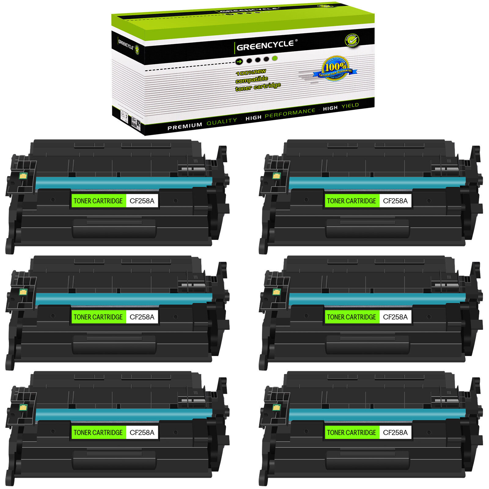 Greencycle 6PK CF258A with Chip Toner Cartridge for HP LaserJet Pro M404n M404dw