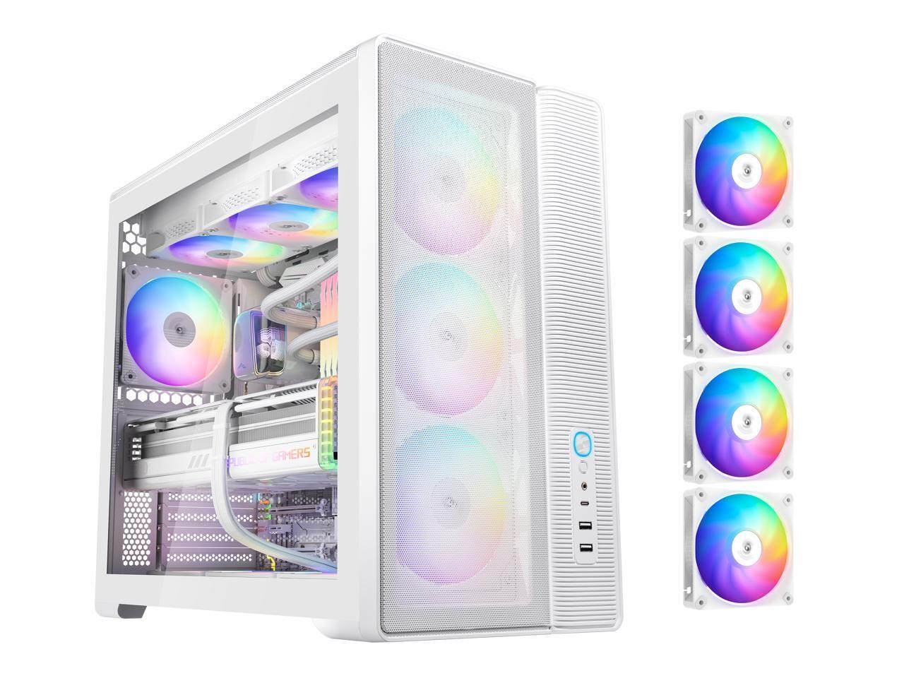 SAMA S50 ATX Mid Tower Case with 4 ARGB PWM Fans&Hub,PPLP A+ High Airflow Dual-C