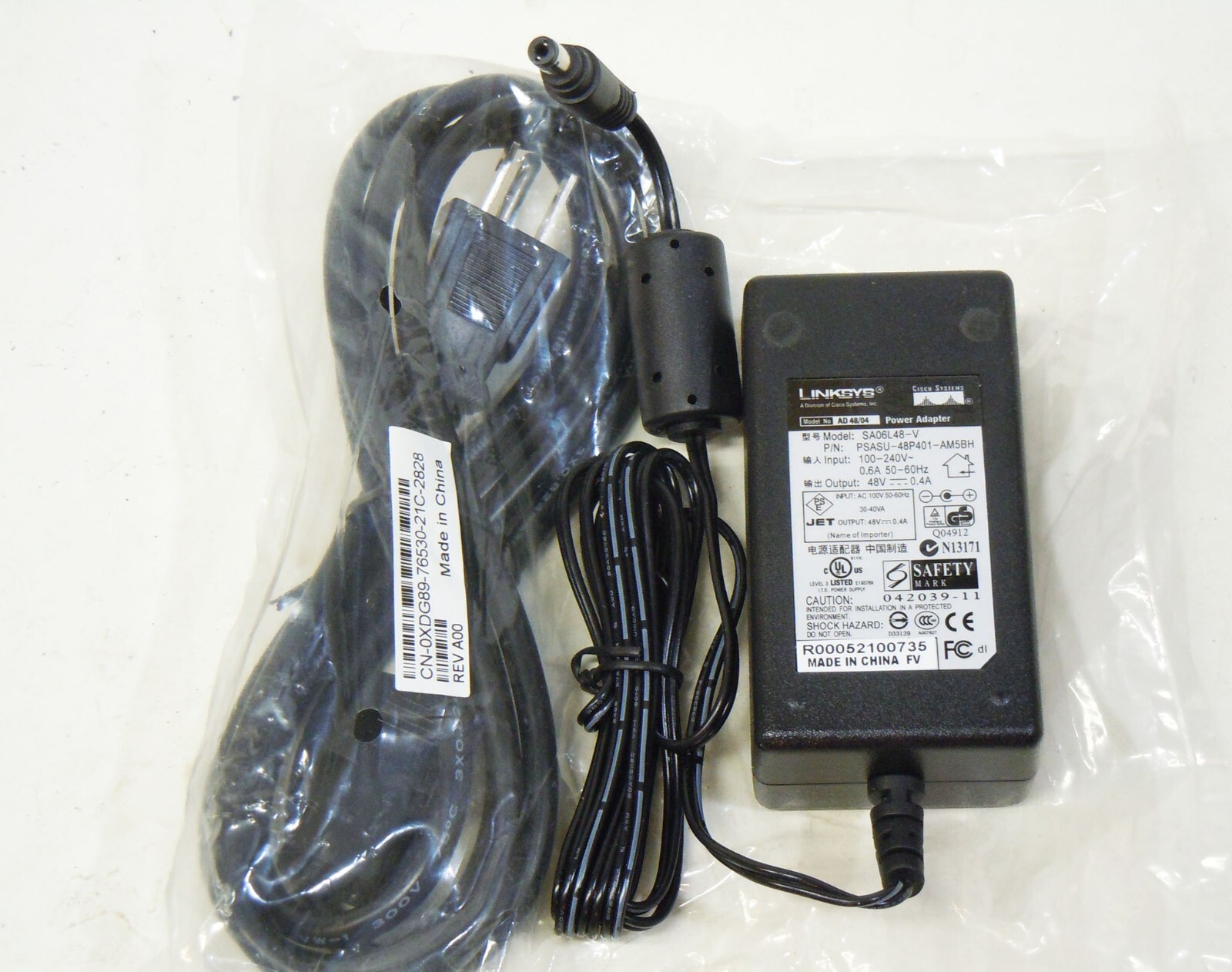 NEW Linksys Cisco AD48/04 SA06L48-V 48V 0.4A AC Power Adapter SHIPS SAME DAY
