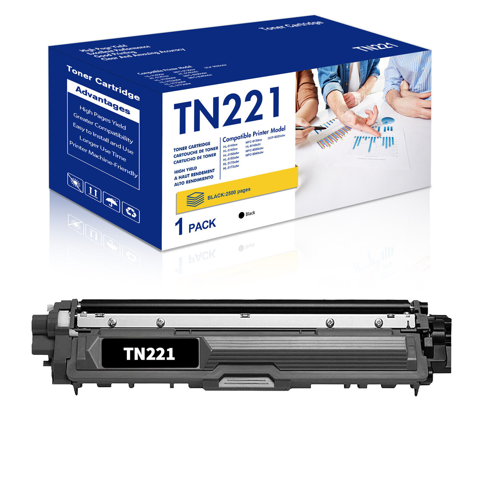 Color TN221 Toner Cartridge for Brother TN-225 HL-3170CDW HL-3140CW MFC-9130CW