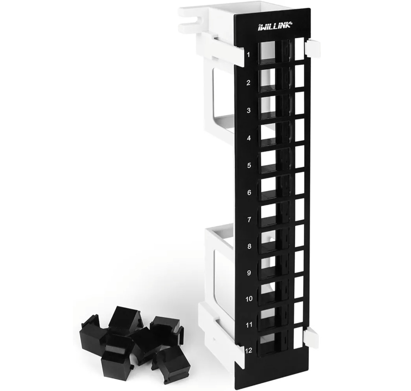 Blank 12-Port Keystone Patch Panel with 89D Wall Mount Bracket, Versatile Vertic