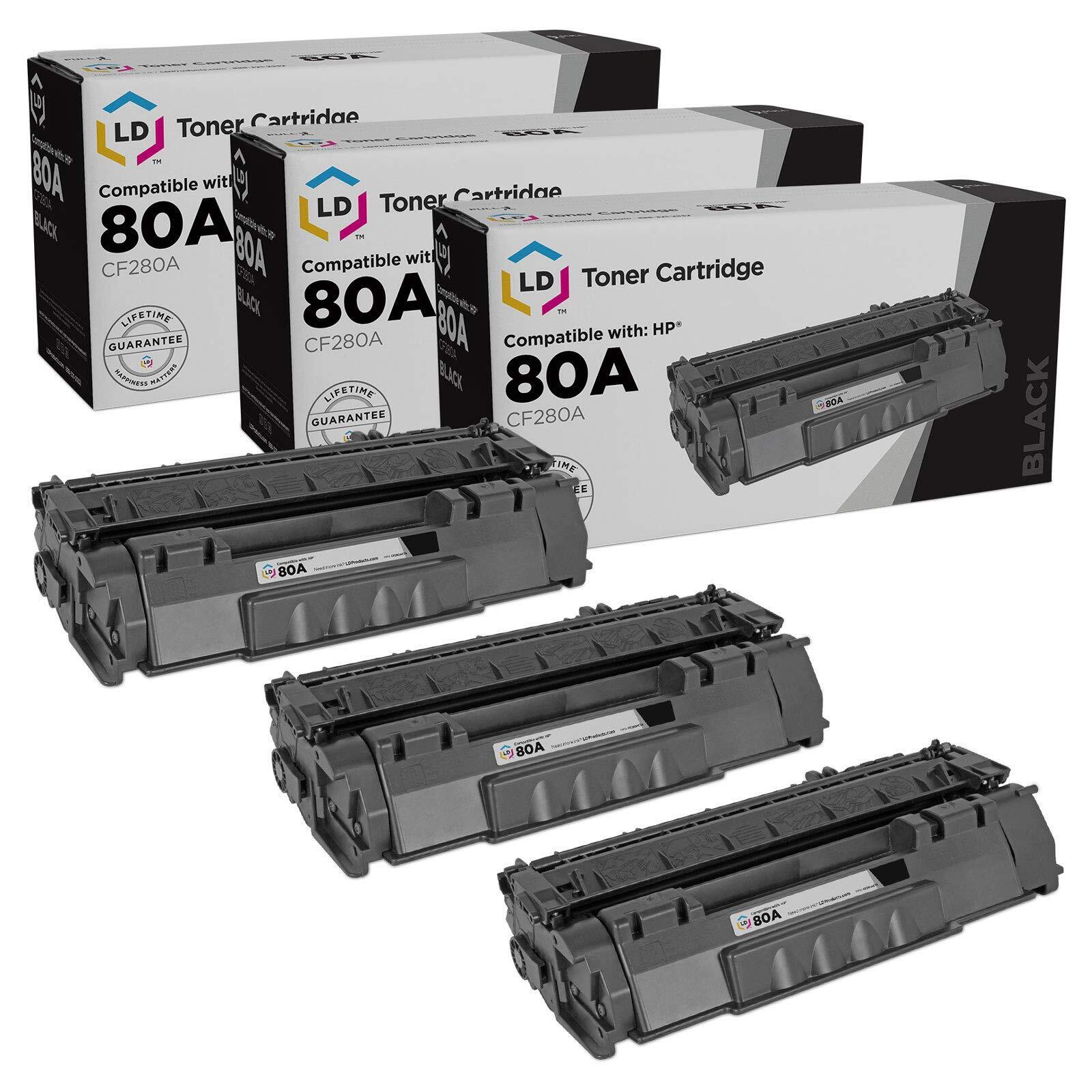LD Products 3PK Replacement for HP 80A Toner Cartridge CF280A 80X CF280X SY