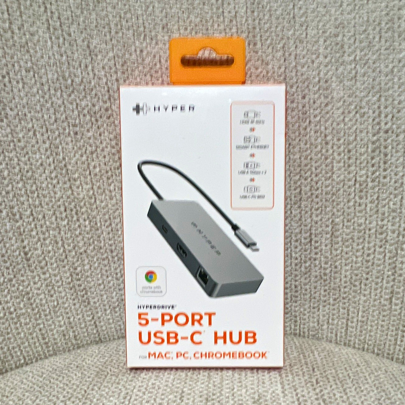 Hyper HyperDrive 5-Port USB-C Hub HDMI 4K RJ-45 USB 3.0 USB-C PD Gray