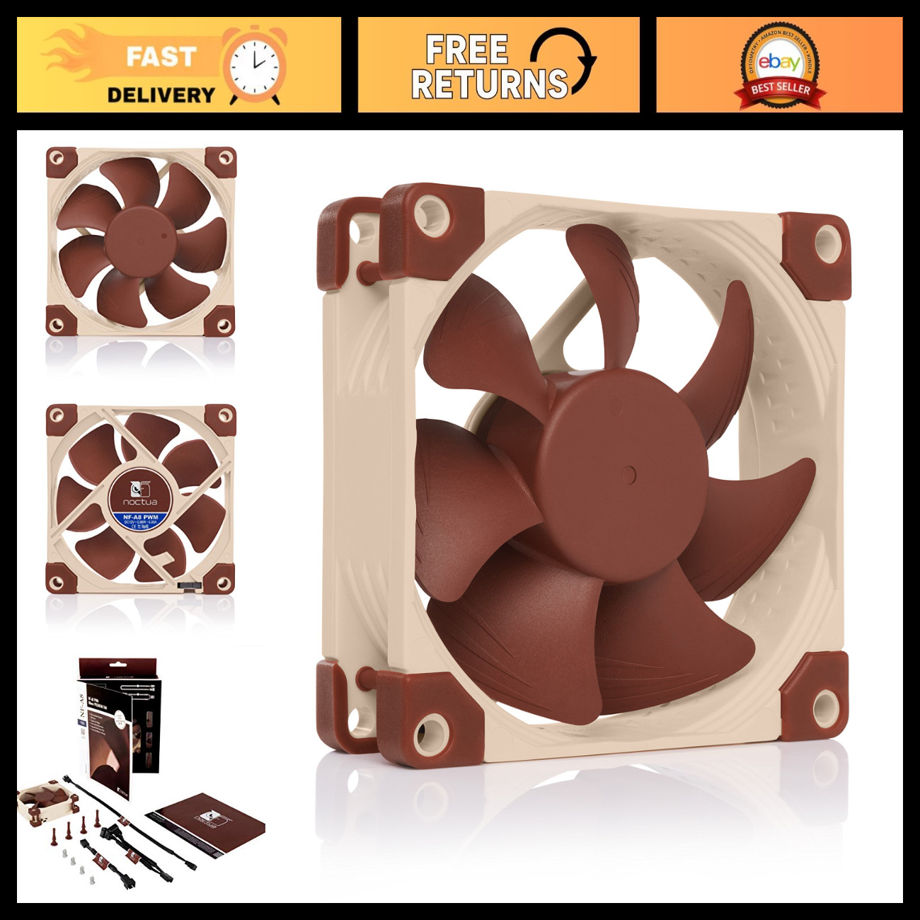80mm High-Performance Quiet PWM Fan - Ultra Silent Cooling for PC & Laptop
