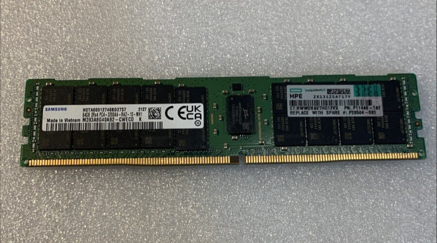 P07650-B21 P11446-1A1 P20504-001 HPE 64GB (1X64GB) DUAL RANK X4 DDR4-3200
