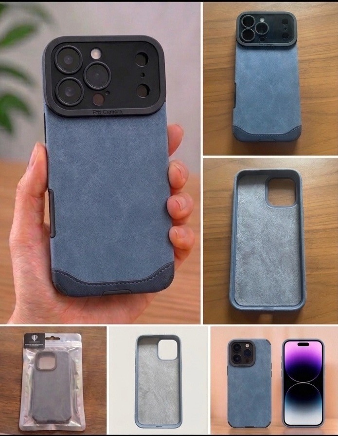 Luxury Blue Suede Case iPhone 17 Pro Max Slim Protective Soft Fabric Cover Japan