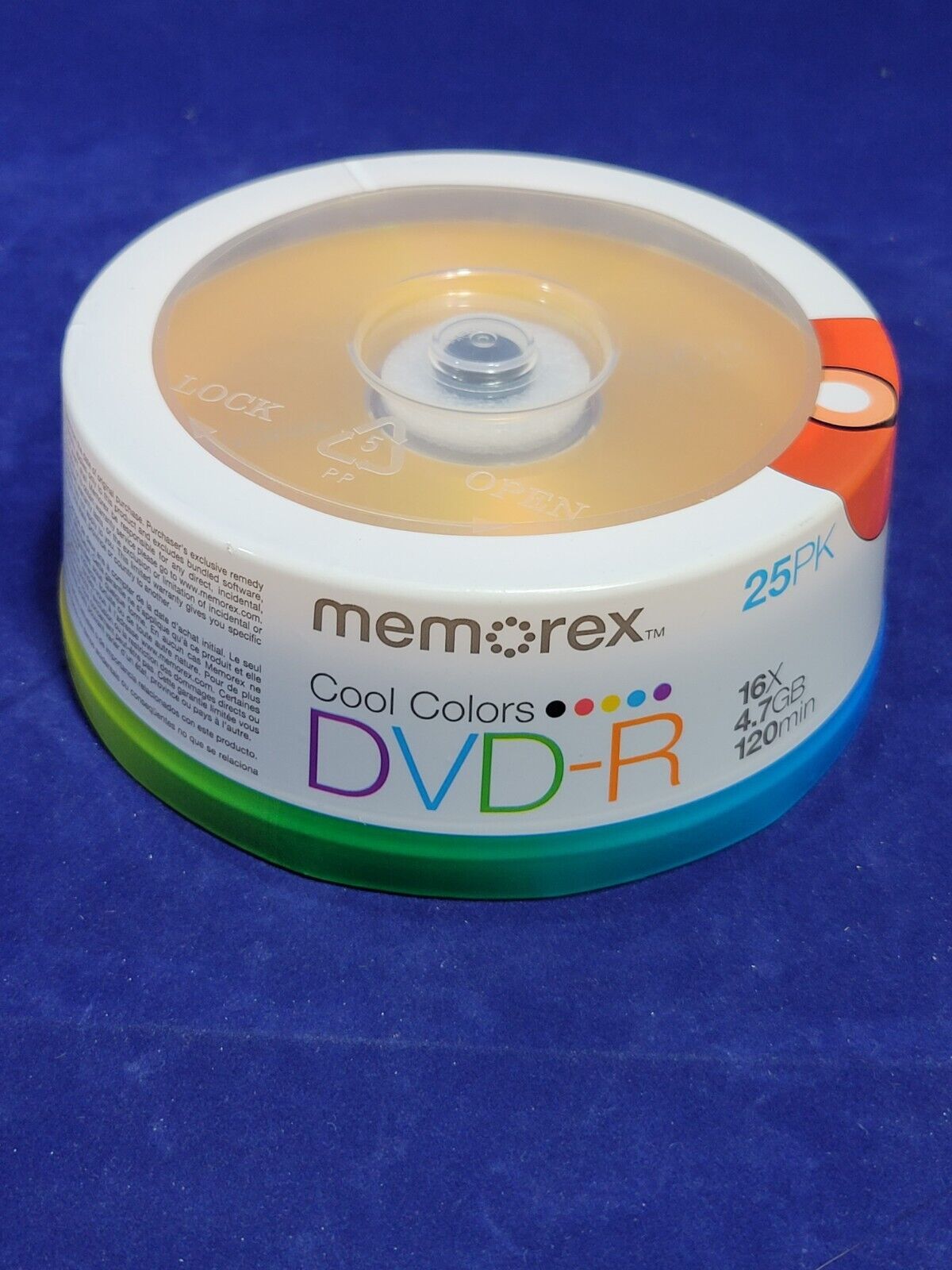 25 Memorex 16X Cool Color DVD-R Media CakeBox