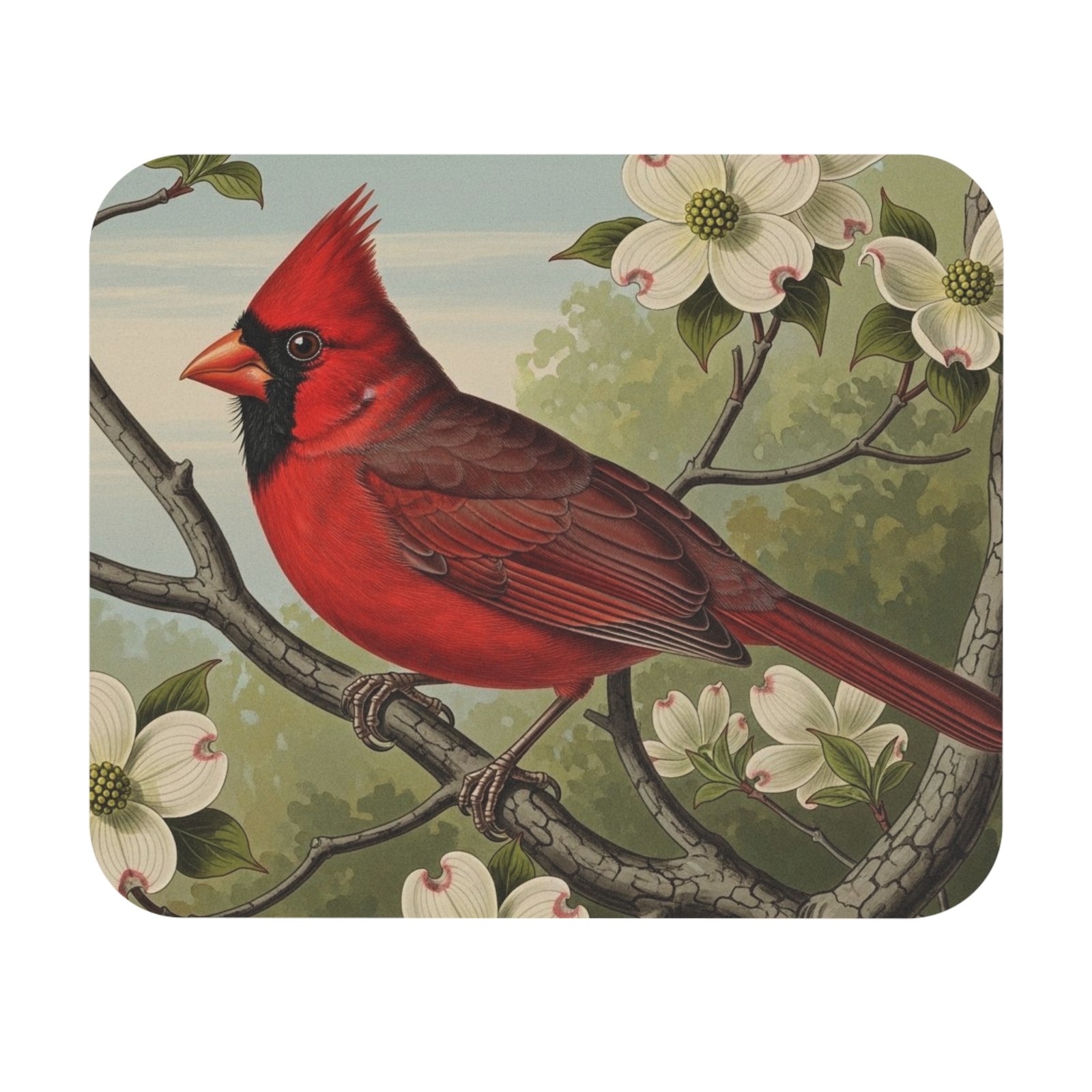 Male Cardinal Mouse Pad bird watcher avian desk office nature redbird